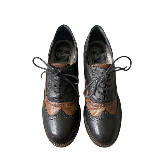 Jeffrey Campbell Vintage Williams Black/Brown Wingtip Oxford Heels Size 8.5 - Picture 4 of 11